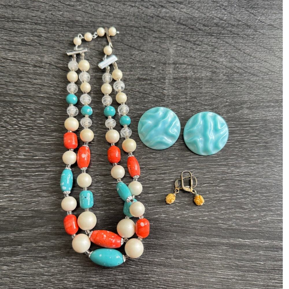 Vintage Antique‎ Western Germany Jewelry Lot Statement Necklace Earrings